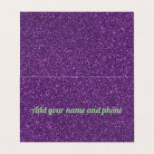Aangepaste paarse mousserende glitter visitekaartjes (Buitenkant ongevouwen)