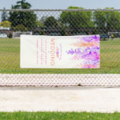Aangepaste paarse oranje trouwkunst welkom banner (Insitu)