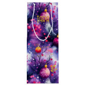 Aangepaste Paarse Ornament Kerstcadeau Tas Wijn Cadeautas (Achterkant)
