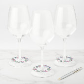 Aangepaste Paarse roze en witte flora Wijnglaslabel (Set)
