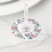 Aangepaste Paarse roze en witte flora Wijnglaslabel (Dichtbij)