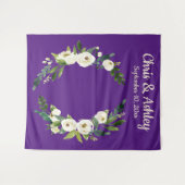 Aangepaste Paarse Rustic Greenery Wedding Backdrop Wandkleed (Voorkant (horizontaal))