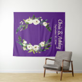 Aangepaste Paarse Rustic Greenery Wedding Backdrop Wandkleed (In Situ (horizontaal))