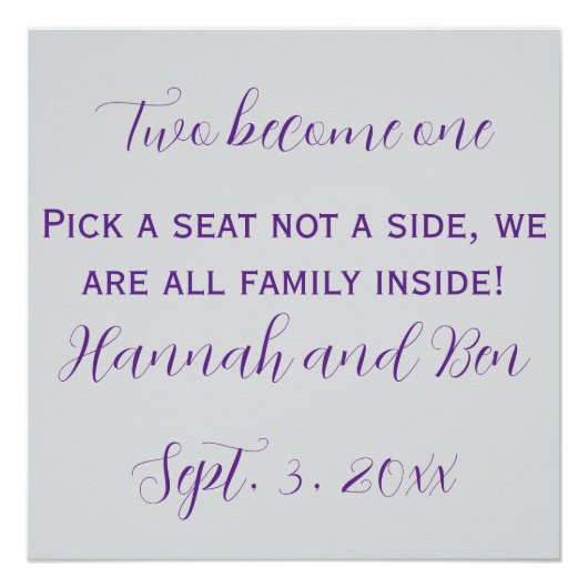 Aangepaste Paarse Script Wedding Achtergrond Perfect Poster (Voorkant)