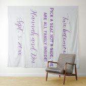 Aangepaste Paarse Script Wedding Achtergrond Wandkleed (In Situ (horizontaal))