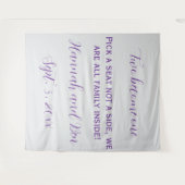 Aangepaste Paarse Script Wedding Achtergrond Wandkleed (Voorkant (horizontaal))