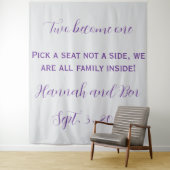 Aangepaste Paarse Script Wedding Achtergrond Wandkleed (In situ)