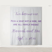 Aangepaste Paarse Script Wedding Achtergrond Wandkleed (Voorkant)