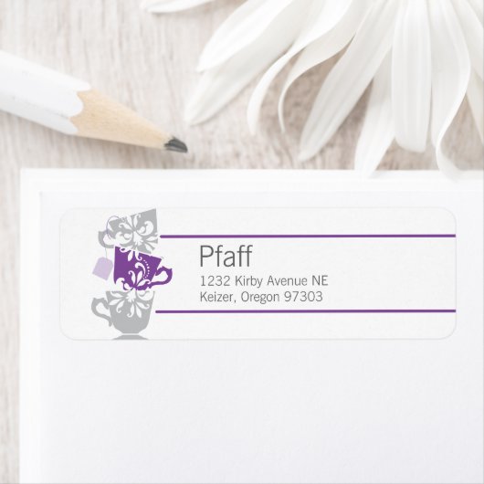 Aangepaste Paarse thee retour adreslabel Etiket (Insitu)
