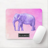 Aangepaste Paarse Waterverf Elephant Muismat (Met muis)
