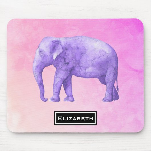 Aangepaste Paarse Waterverf Elephant Muismat (Voorkant)