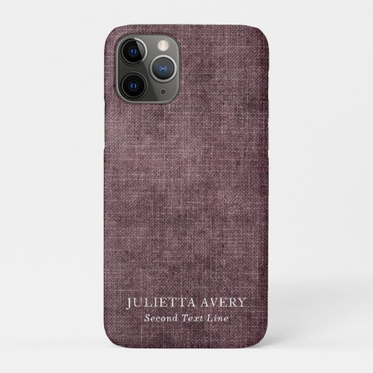 Aangepaste Paarse wijnbouw Rustic Linen Texture Case-Mate iPhone Case (Achterkant)