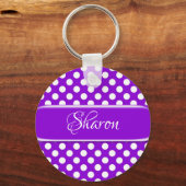 Aangepaste Paarse witte poolpunts Sleutelhanger (Voorkant)