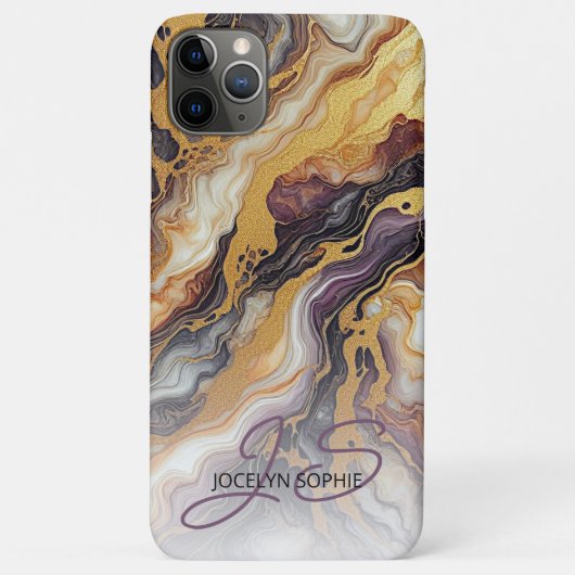 Aangepaste Paarse Zwart Grijs Wit Goud Marmeren Pa Case-Mate iPhone Case (Achterkant)