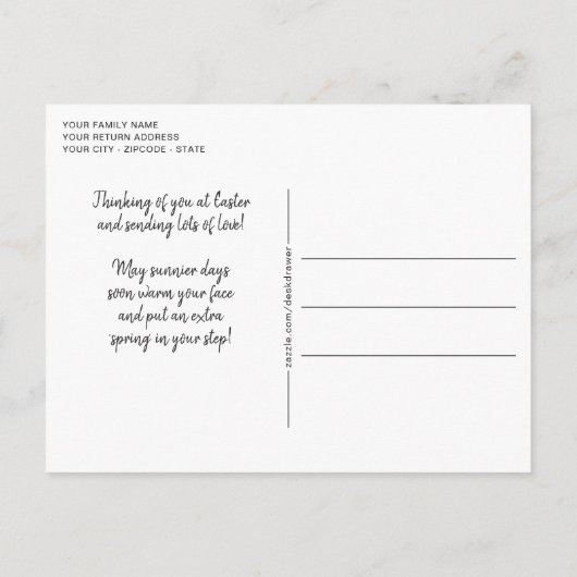 Aangepaste paascent met gekleurde eieren briefkaart (Achterkant)