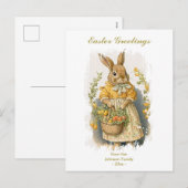 Aangepaste paasvergrotingen Vintage Bunny Feestdagenkaart (Voorkant / Achterkant)