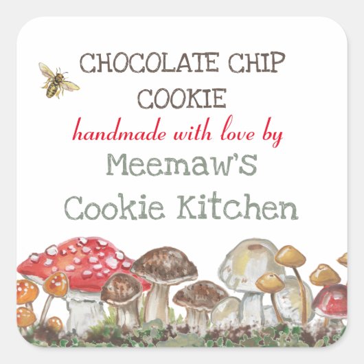 Aangepaste paddenstoel Natuur bijenschilderend des Vierkante Sticker (Voorkant)