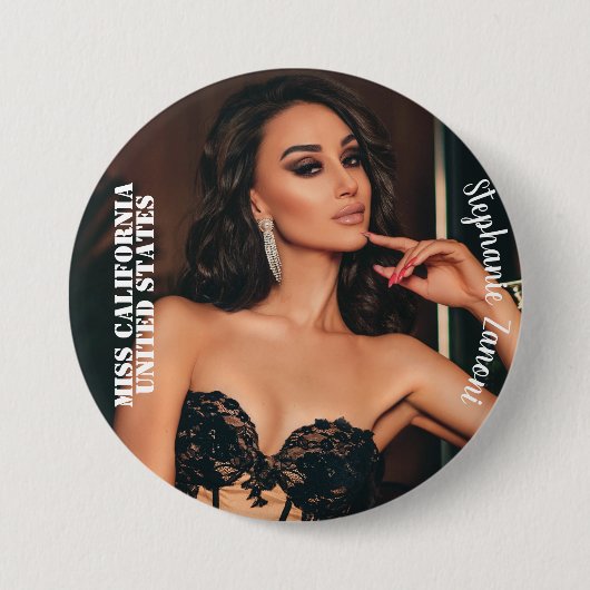 Aangepaste Pageant Button Pin - Kies uw maat (Voorkant)