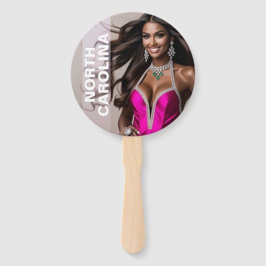 Aangepaste Pageant Paddle Fans - Crown Design Handwaaier (Voorkant)