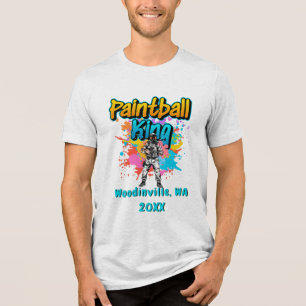 Aangepaste Paintball King Airsoft Locatie Datum Na Tri-Blend Shirt