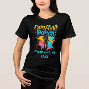 Aangepaste Paintball Queen Airsoft Locatie Datum N Tri-Blend Shirt