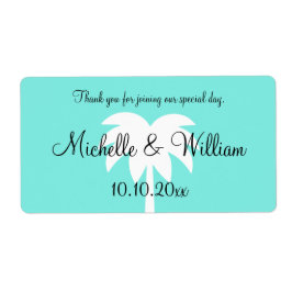 Aangepaste palm boom strand bruiloft water fles la etiket