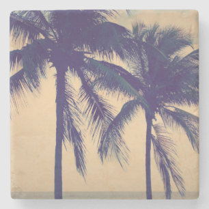 Aangepaste palm strand oceaan foto print cadeau stenen onderzetter