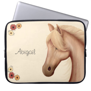 Aangepaste Palomino-Pony in Flowers Horse Laptop Sleeve