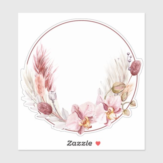 Aangepaste pampasgras ronde sticker (Vel)