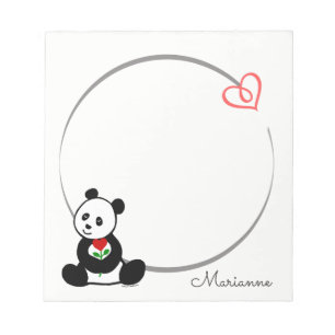 Aangepaste Panda Beer Tiny Heart Note Pad Notitieblok
