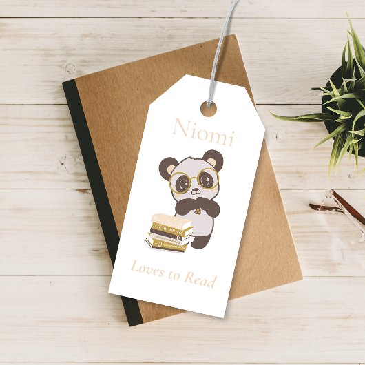 Aangepaste Panda Bladwijzer Naam Gift Label Pagina Cadeaulabel