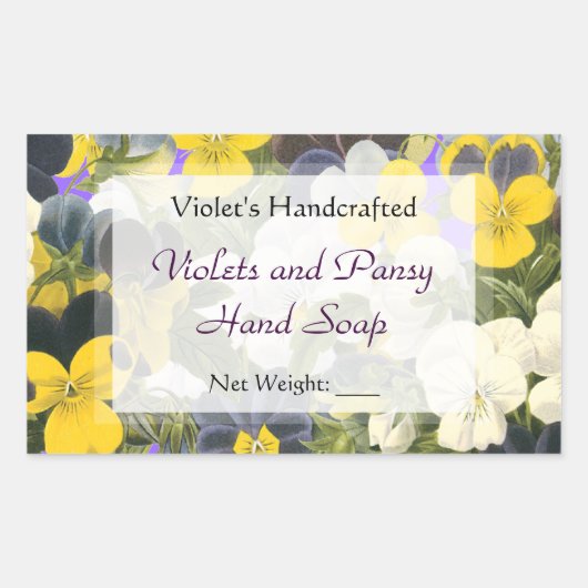 Aangepaste Pansy en Violets Zeep of Craft Stickers (Voorkant)