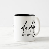 Aangepaste pap Est | Nieuwe pap Elegant Typography Tweekleurige Koffiemok (Voorkant rechts)