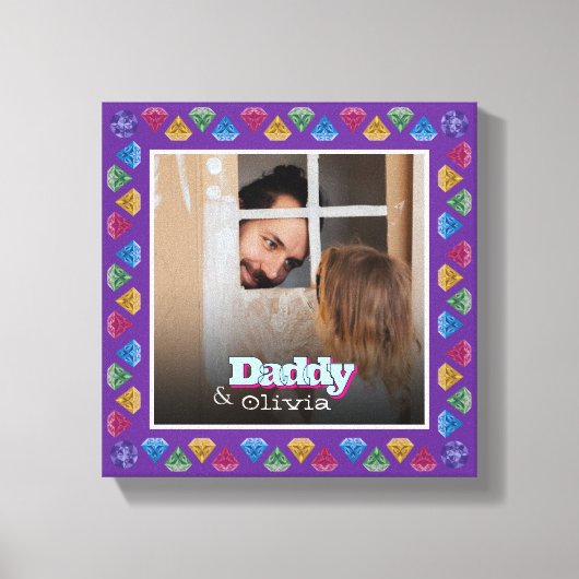 Aangepaste Papa & Me Fotoherinnering – gepersonali Canvas Afdruk (Voorkant)