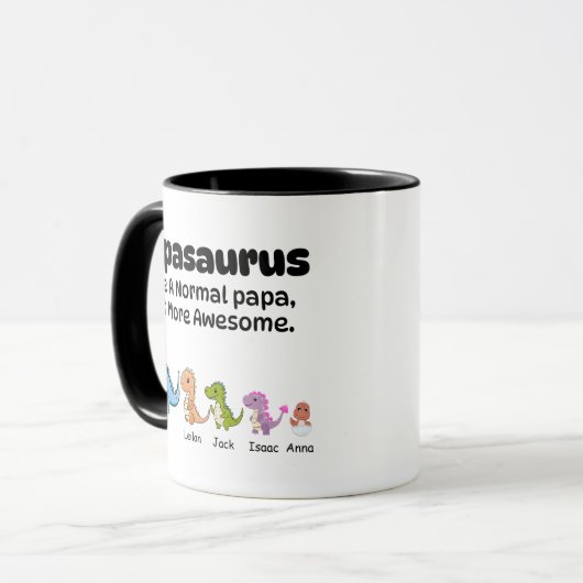 Aangepaste Papa Mok, Papasaurus Dinosaur 4 Kinder Mok (Voorkant links)