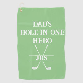 Aangepaste papa's Hole-in-One Hero Initialen Green Golfhanddoek