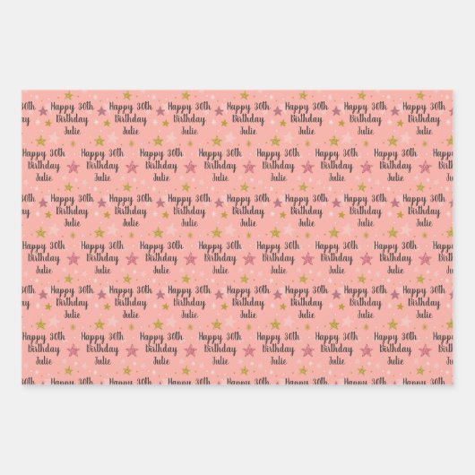 Aangepaste papierbladen op naam en ouderdom inpakpapier vel (Voorkant 3)