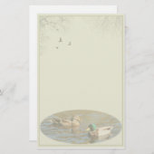 Aangepaste papierfabriek voor Mallard Pair Briefpapier (Voorkant / Achterkant)