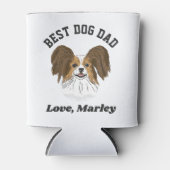 Aangepaste Papillon Puppy Dog Papa Aangepaste naam Blikjeskoeler (Voorkant)