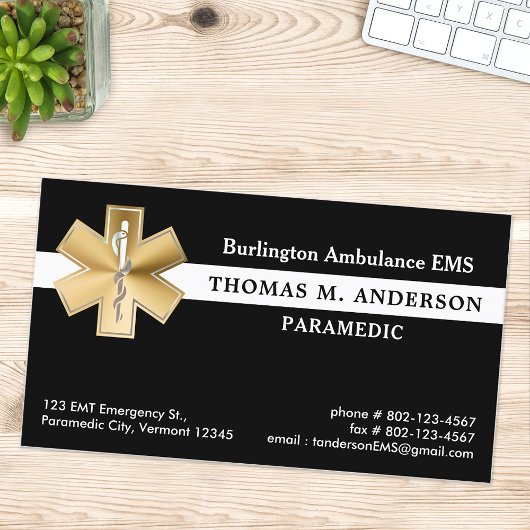 Aangepaste paramedische EMS EMT Ambulance Emergenc Visitekaartje