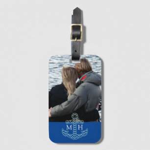 Aangepaste paren Foto-Initialen voor autisch anker Bagagelabel