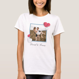 Aangepaste paren Fotonaam Tekst op maat T-shirt