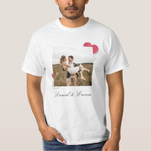 Aangepaste paren Fotonaam Tekst op maat T-shirt