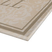 Aangepaste paren Naam Tan Damask Wedding Gift Snijplank (Hoek)