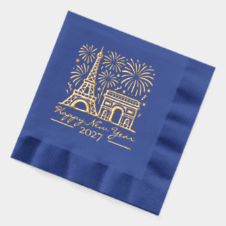 Aangepaste Parijs Eiffeltoren Vuurwerk Nieuwjaar 2 Folie Servetten