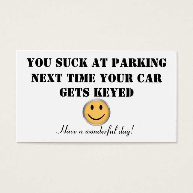 Aangepaste parkeerkaart visitekaartje (Voorkant)