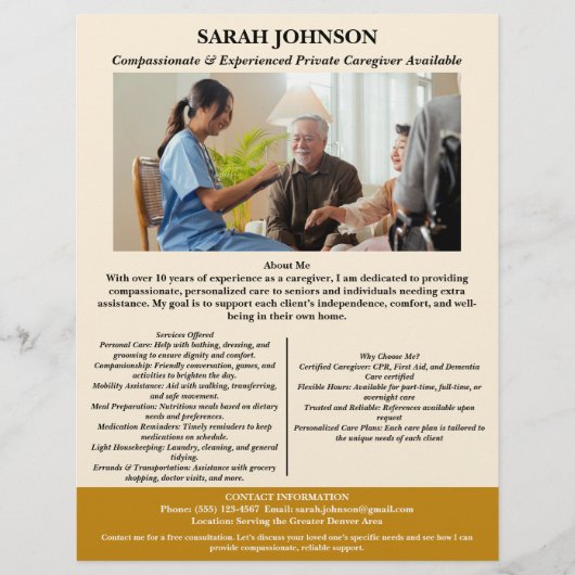 Aangepaste particuliere zorgverlener flyer (Voorkant)