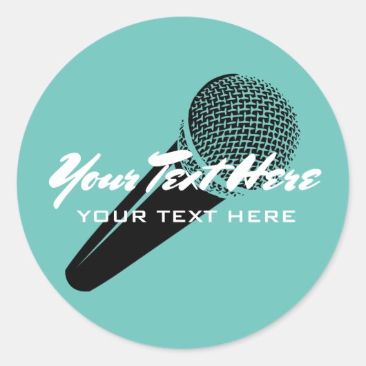 Aangepaste partij gunst stickers met microfoon afb (Voorkant)