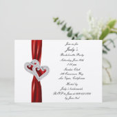 Aangepaste partij hartrecht rood lint bachelorette kaart (Staand voorkant)