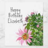 Aangepaste partij voor Cactus-Waterverf Wijn Etiket (Enkel label)